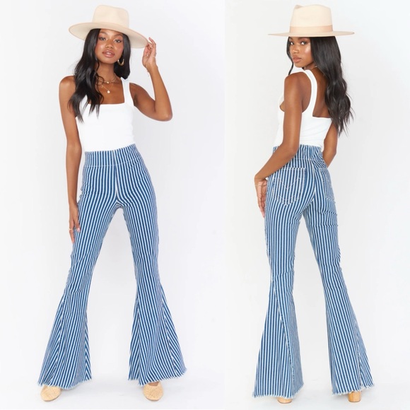 SMYM | Berkeley Bells Blue Coast Stripe Flare Pants Size: XS - Picture 2 of 9
